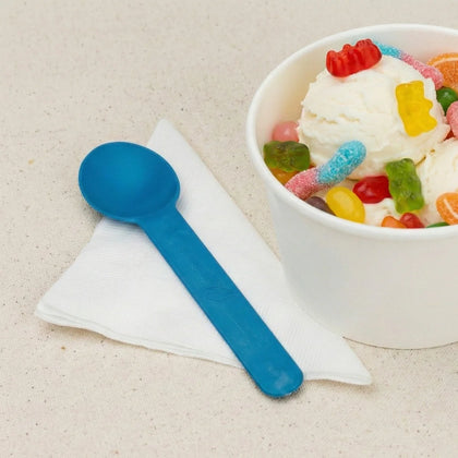 Disposable Heavy Weight Bio-Based Teal Blue Plastic Cutlery Spoons