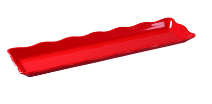 Yanco Scallop Edged Display Tray DC-6019R 12/Pcs Ideal for serving hot or cold appetizers, slices of bread, desserts, and other food for the entire table. Made from melamine material, it is popular for being reliable and having an unbreakable structure. The stylish Deli collection has a distinctive appearance featuring dinnerware With a glossy finish. It can be used in restaurants and catered events, outdoor dining areas, diners and cafes, and even hotels and poolside parties.