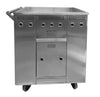 Commercial dim sum cart with multiple tiers for easy serving and storage of dim sum dishes in restaurants or catering events.
