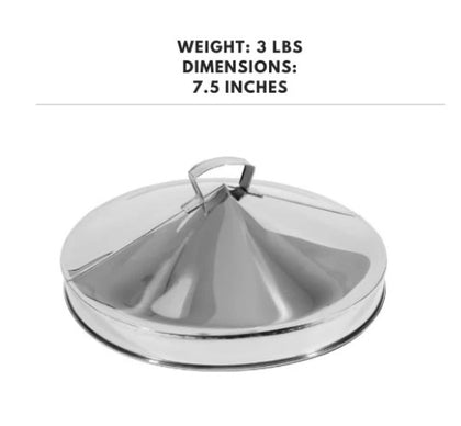 20-inch stainless steel dim sum steamer cover, designed for large steamers to retain heat and moisture for perfect steaming results.



