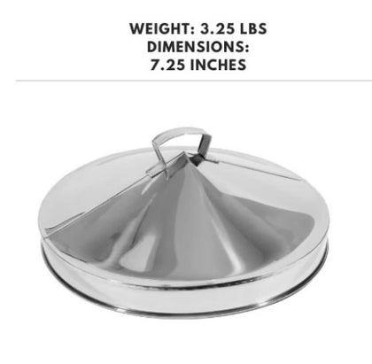 22-inch stainless steel dim sum steamer cover, perfect for large steamers, ensuring optimal heat and moisture retention during steaming.



