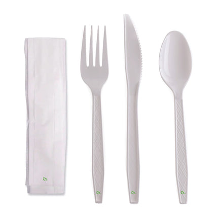 Disposable Plastic Wrapped White Heavy Duty Cutlery Kit 4 in 1 - Fork/Spoon/Knife/Napkin