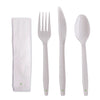 Disposable Plastic Wrapped White Heavy Duty Cutlery Kit 4 in 1 - Fork/Spoon/Knife/Napkin
