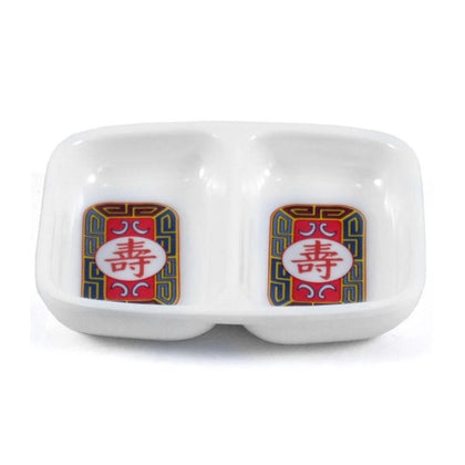 EcoQuality Double Sauce Dish is a perfect solution to serve sauces, dips, spices, and herbs that accompany the oriental dishes in your food-serving establishment. High-quality, reliable and affordable melamine material, these sauce dishes can with stand the heavy commercial use. High quality affordable restaurant and household dinnerware.