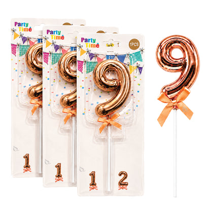 Rose Gold Number 9 Birthday Cake Topper, 8 Inch