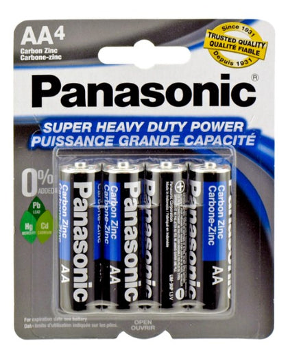 Panasonic Heavy Duty AA Batteries, 4-pack for reliable everyday power.