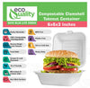 EcoQuality graphic for 6 x 6 inch white compostable single compartment clamshell