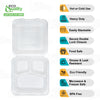 EcoQuality graphic for 8 x 8 inch white compostable three compartment clamshell