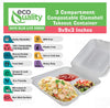 EcoQuality graphic for 9 x 9 inch white compostable three compartment clamshell