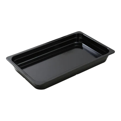  Pan GN-120BK 3/Pcs is an affordable and reliable addition to your tableware collection. These pans are made from high-quality melamine material, that makes its dinnerware look like ceramics. These GN collection pans are commonly used for preparing and serving big portions of a variety of dishes like lasagna, cheese or egg dishes, macaroni and cheese, and other food. These pans would be perfect for your fine-dining restaurant, catered events, outdoor dining area or even hotels.