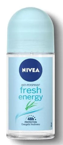 Nivea Roll-On Energy Fresh 50ml deodorant with refreshing scent and long-lasting protection against sweat and odor.