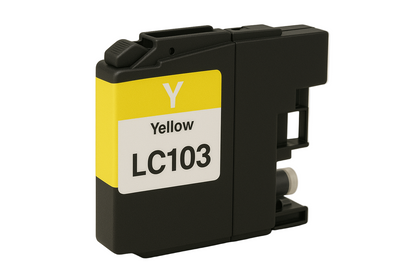 LC103 yellow ink cartridge compatible with Brother printers, 600-page yield