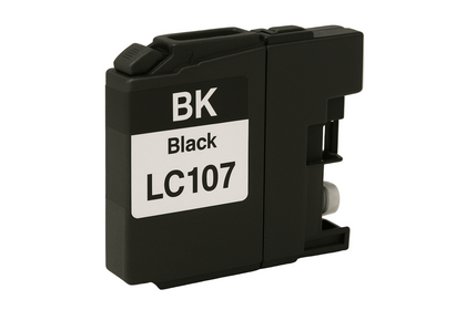LC107 black ink cartridge compatible with Brother printers, 1200-page yield