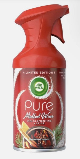 Air Wick Air Freshener Spray Mulled Wine 250ml (8.45oz) with warm, spiced fragrance for a cozy, festive home atmosphere