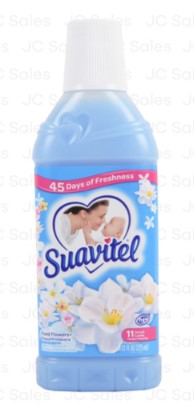 Suavitel Fabric Conditioner Field Flowers 11oz bottle with fresh floral scent for soft and long-lasting fragrant clothes.