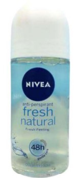 Nivea Roll-On Fresh Natural 50ml deodorant with gentle formula, long-lasting sweat protection, and a refreshing natural scent.