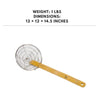 Galvanized coarse mesh skimmer with a bamboo handle, 12 inches, perfect for straining and lifting larger food items in the kitchen.



