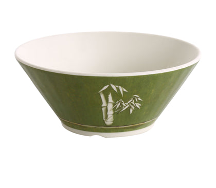 This Soup Bowl is a great and affordable restaurant tableware. It is made from durable and reliable melamine material, which makes the bowl look like ceramics. You can use these unique round bowls to serve Asian dishes like rice, miso soup, noodles, or salads. Thanks to the stylish Bamboo collection style, the bowl will perfectly fit any food-serving establishment design. High quality and affordable restaurant dinnerware.
