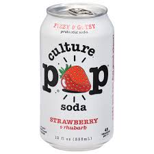 12oz Culture Pop Strawberry & Rhubarb Fizzy & Gutsy Probiotic Soda Drink