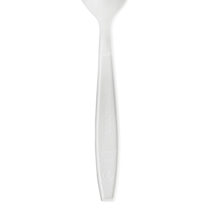 Natural Beige CPLA Heavy Weight Disposable Soup Spoons For Hot & Cold Foods