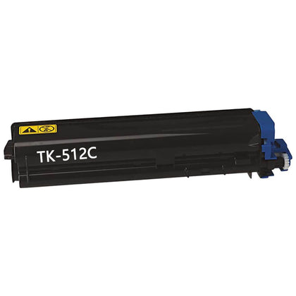 Compatible Kyocera TK-512 cyan toner cartridge, 8000 pages for FS C5020, C5025, C5030 printers.