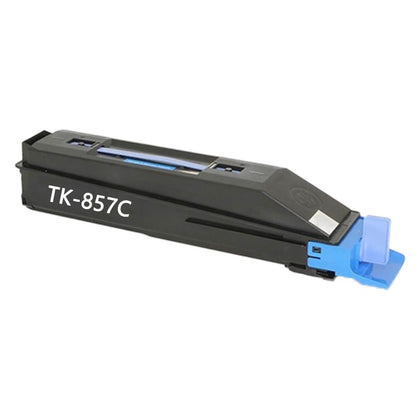 TK-857 cyan toner cartridge compatible with Kyocera Taskalfa 400ci, 500ci, 552ci printers, 18,000-page yield