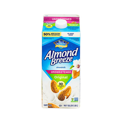 half gallon carton unsweetened almond milk smooth dairy free beverage
