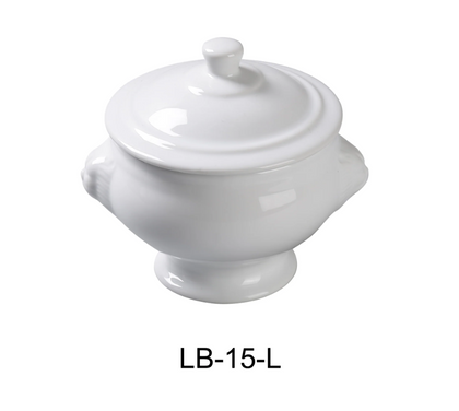 Great for serving clear broth and other scrumptious soups, the Lion Bouillon 15 Oz, will be a welcome addition to your dinnerware collection. This white ceramic bouillon features two nobby lions head handles that help with carrying and contribute to its classic look. The bouillon bowl has a generous 15 ounce capacity and can be warmed in an oven or microwave before serving.