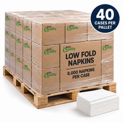 Illustrative EcoQuality white low fold napkins, 40 case pallet