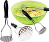 stainless steel potato masher durable construction ergonomic handle wide mashing plate smooth results easy to clean dishwasher safe versatile kitchen tool mashed potatoes vegetables fruits