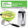 stainless steel potato masher durable construction ergonomic handle wide mashing plate smooth results easy to clean dishwasher safe versatile kitchen tool mashed potatoes vegetables fruits