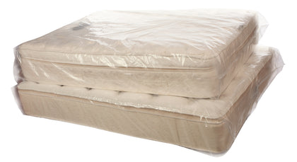 Durable plastic clear mattress bag for queen and king sizes, ideal for moving