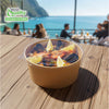EcoQuality kraft paper bowl with clear PET lid disposable 45oz 150mm
