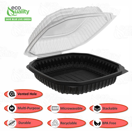 EcoQuality white hinged foam clamshell food container 11.5x10x3 inches