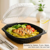 EcoQuality 36oz black plastic container with clear dome lid