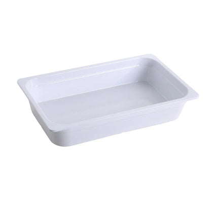 EcoQuality White Pan made from high-quality melamine material, that makes its dinnerware look like ceramics. These GN collection pans are commonly used for preparing and serving big portions of a variety of dishes like lasagna, cheese or egg dishes, macaroni and cheese, and other food. These pans would be perfect for your fine-dining restaurant, catered events, outdoor dining area or even hotels. High quality affordable restaurant and household dinnerware.
