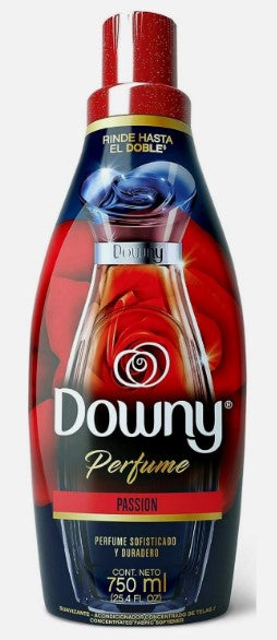 Image of Downy Fabric Softener Perfume Passion, 750ml, Case of 9, providing soft, smooth clothes with a long-lasting captivating fragrance.
