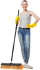 18 inch push broom with orange bristles and long steel handle