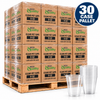 Illustrative 30 case pallet of EcoQuality clear PET 9 oz cups, 1000 cups per case