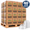 Illustrative 40 case pallet of clear PET dome lids with straw hole for 12 to 24 oz cups, 1000 lids per case