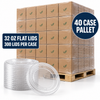 Illustrative 40 case pallet of clear PET flat straw slot lids for 32 oz cups, 300 lids per case