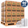 Illustrative 40 case pallet of clear PET sip through lids for 12 to 24 oz cups, 1000 lids per case