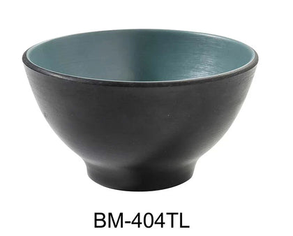 EcoQuality Rice/Soup Bowl features a chic gray and teal design, ideal for serving up to 10 ounces of rice, soup, or small sides. Made from durable melamine, it’s both lightweight and resilient, making it great for everyday use or special occasions. High quality restaurant, household dinnerware.