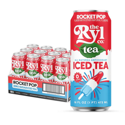RYL Rocket Pop Sparkling Tea 16oz cans pack of 12