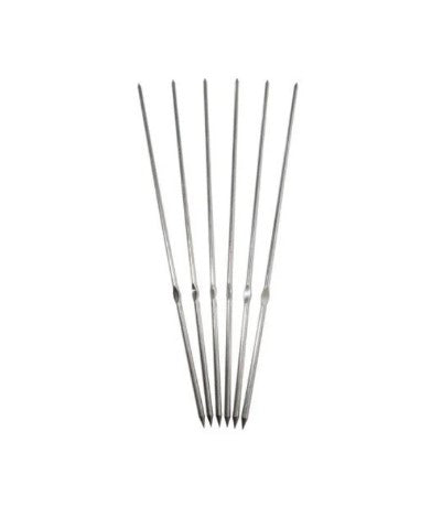 Set of 6 stainless steel skewer rods for smokehouse, SM36 model, each measuring 33-3/8 inches in length.