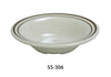 Elevate your dining experience with the Sesame Collection EcoQuality Salad Bowl. Crafted from durable, break-resistant melamine, this tan bowl with a stylish brown band combines elegance and practicality. Its round shape and 10-ounce capacity make it perfect for serving fresh salads or sides. This dinnerware is perfect for any food serving establishments.