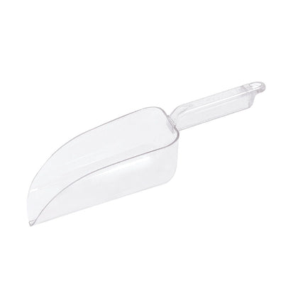 Plastic utility scoop 24oz made from durable polycarbonate, large capacity for portioning flour, grains, or ice in commercial kitchens; ergonomic, easy to clean; packed 48 each per case.