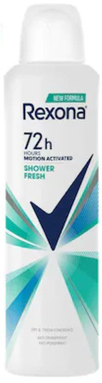 Rexona Antiperspirant Deodorant Spray, Shower Fresh, 200ml can with refreshing fragrance and long-lasting sweat and odor protection.