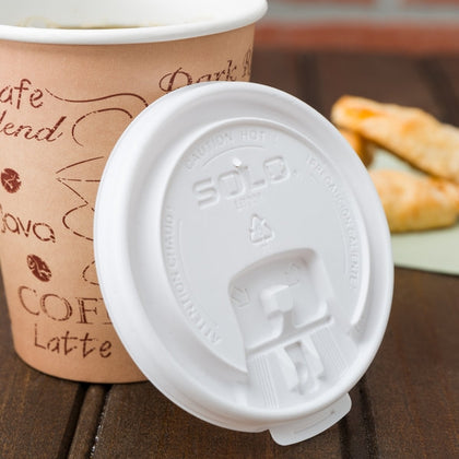 Solo White Hot Cup Lid for 8oz Paper Cups with Drink Opening 100 Count