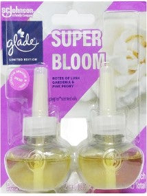 Glade Scented Oil Refill Super Bloom, 0.67oz – 2-pack of floral fragrance refills for Glade PlugIns air fresheners.